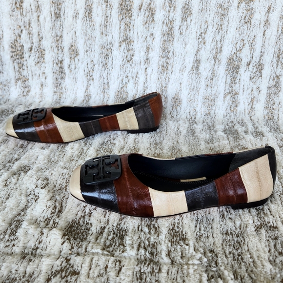 NWT Tory Burch "Georgia" Stripe Eel Leather Ballet Flats | Women's Size 7, 7.5 - Picture 9 of 14